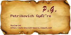 Petrikovich Györe névjegykártya